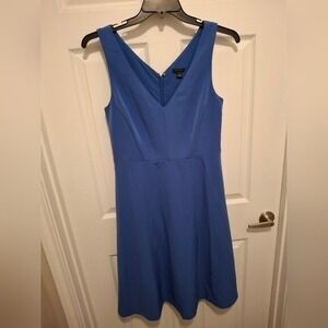 Ann Taylor Size 6 Cobalt Blue V Neck Sleeveless Versatile A Line‎ Midi Dress